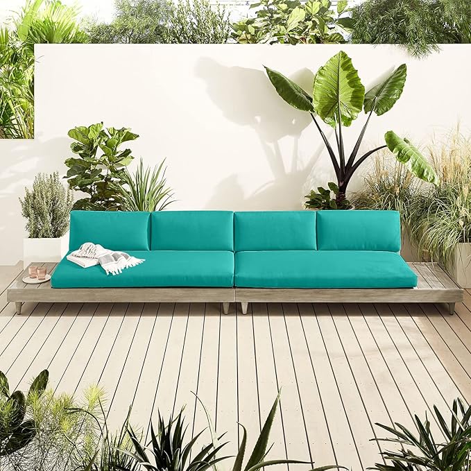 idee-home Outdoor Bench Cushion Waterproof, Bench Cushions for Outdoor Furniture, Patio Porch Swing Replacement Seat Pad with Ties for Garden Backyard, 40 x 18 Inch