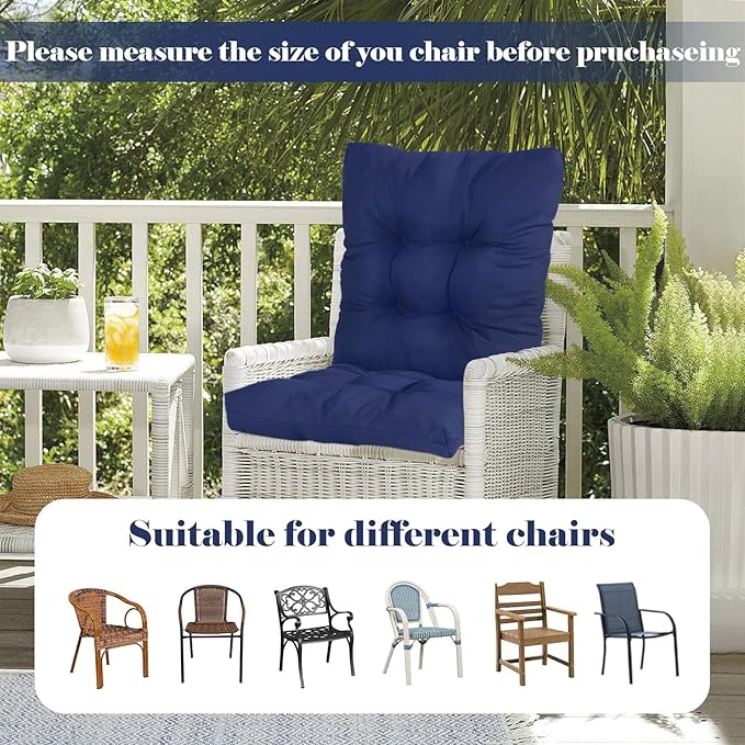 Outdoor Patio Cushion Waterproof Rocking Chair Cushions for Outdoor Furniture Non-Slip Wicker Chair Seat Pads with Back, Black 41.7"*20.8"