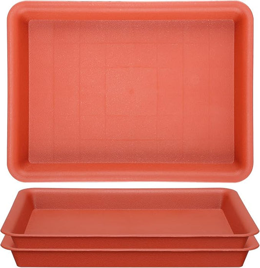 GREANER 11 Inch Red Plant Saucer, 3 Packs Plastic Plant Trays for Pots, Plant Water Catcher Tray for Indoors Outdoor, Flower Planter