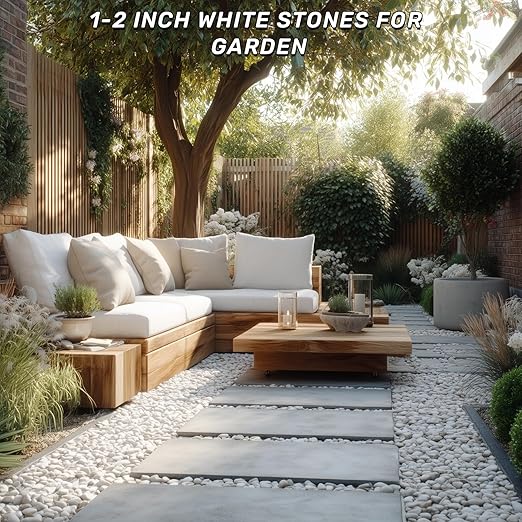 NUPICK 45lb White River Rocks for Outdoor Landscaping, 1-2 Inch Pebbles for Indoor Plants, Natural Polished Aquarium Gravel, Decorative Rocks for Succulent, Garden, Vases Fillers, Bird Baths
