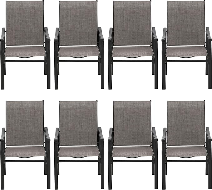 Sophia & William Outdoor Chairs Set of 8, Patio Chairs with Breathable Textilene Fabric and Heavy-Duty Iron Frame, Perfect for Lawn Garden Backyard Deck 350 lbs Capacity