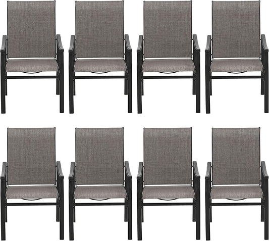 Sophia & William Outdoor Chairs Set of 8, Patio Chairs with Breathable Textilene Fabric and Heavy-Duty Iron Frame, Perfect for Lawn Garden Backyard Deck 350 lbs Capacity