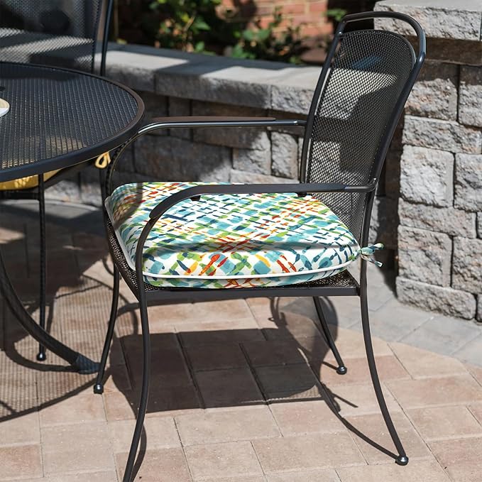 Outdoor Chair Cushions Set of 4, Water Resistant Patio Chair Pads with Ties, Seat Cushions for Home Garden Furniture Decoration, 16"x17",Acapa Opal Geometric