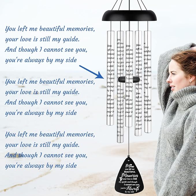 Sympathy Gift Wind Chimes for Outside - Memorial Gifts for Loss of Mother Mom Mama, Bereavement Gifts in Memory of a Loved One, Windchimes Outdoors Grief Condolence Remembrance Deep Tone Unique
