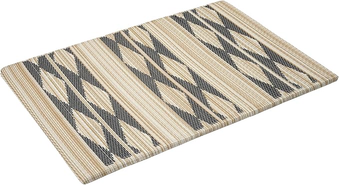 Fab Habitat Striped Non Slip Doormat - Durable, Thin - Recycled Plastic - Entryway, Front Door, Porch, Patio - Cairo - Natural & Black (24" x 36" Non-Slip)