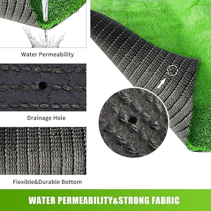 LVBAO Synthetic Artificial Grass Turf Rug Mat 3x5 Feet (15 Square FT) Lawn Dog Grass Mat for Patio Balcony Garden Lawn Landscape Decorations with Drain Holes