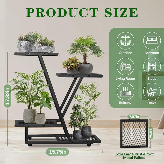 2Pack，4Tier plant stand，outdoor plant stands for patio，Planter Display ShelvingIndoor Outdoor，Multiple Flower Pot Holder， suitable for garden corners, balconies, and living rooms