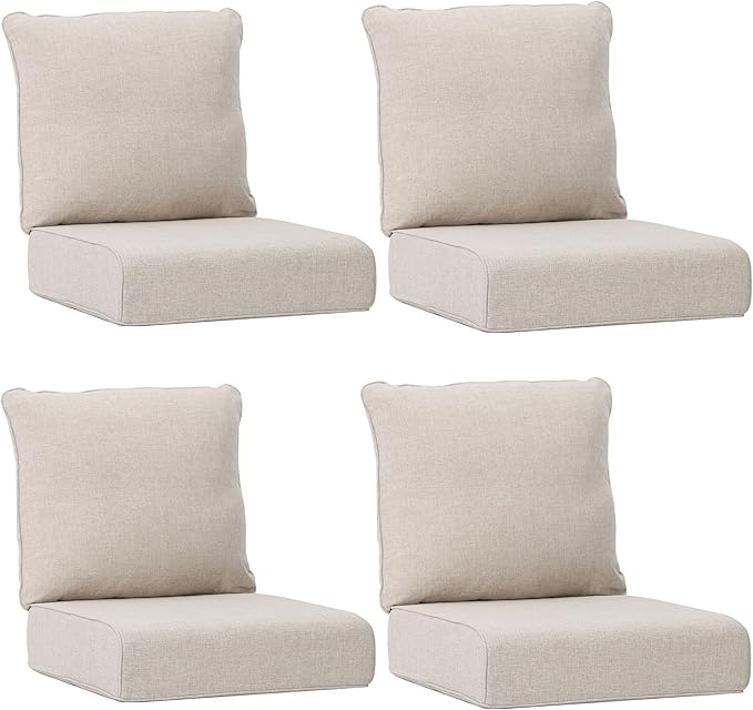 Joyside Outdoor Chair Cushions Set, 24x24 Inch Patio Furniture Cushions, 6’’ Thick, Water Resistant & Fade Resistant, Outdoor Replacement Cushions for Seat and Sofa