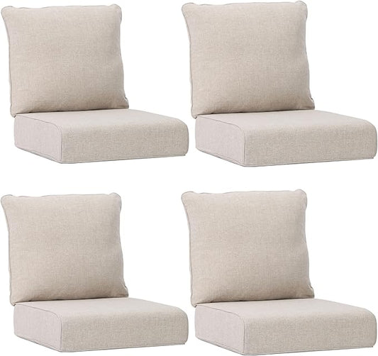Joyside Outdoor Chair Cushions Set, 24x24 Inch Patio Furniture Cushions, 6’’ Thick, Water Resistant & Fade Resistant, Outdoor Replacement Cushions for Seat and Sofa