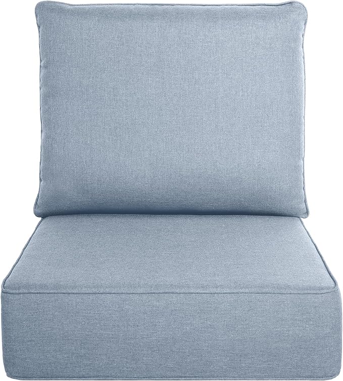 Belord Luxury 6" Thick Outdoor Cushion Set - 22 x24 Inch 28D Sponge Filling Fade-Resistant Chair Cushion, Spill Proof Removable Patio Furniture Replacement Cushion for Sofa Bench Swing - Baby Blue