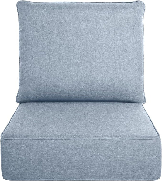 Belord Luxury 6" Thick Outdoor Cushion Set - 22 x24 Inch 28D Sponge Filling Fade-Resistant Chair Cushion, Spill Proof Removable Patio Furniture Replacement Cushion for Sofa Bench Swing - Baby Blue