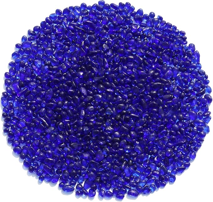 Sea Glass Stones - Cobalt Blue Clear Glass Pebbles Gemstones - Perfect for Aquarium Rocks, Fish Tank Gravel, Vase Fillers, DIY Crafts, and Home Decor (0.9LB/14oz)