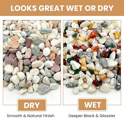 3/8 Inch Polished Decorative Pebbles, River Rocks for Indoor Plants, Planters, Vases, Aquarium Gravel & Landscaping, Mixed, 12LB