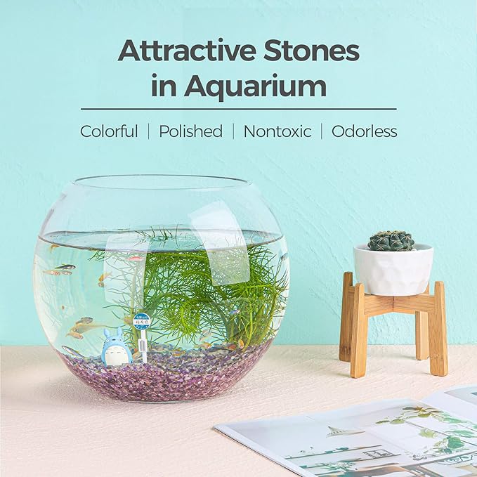 T4U Tumbled Chips Stones Crushed Crystal Quartz 1 LB, Irregular Shaped Gravels Pebbles Healing Stones, DIY Smoothed Rock for Potted Plant,Resin Art,Vase Fillers Aquarium Gravel Rocks (Amethyst)
