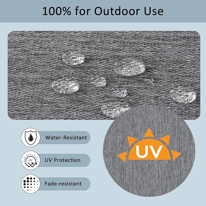 24x24 Inch Outdoor Deep Seat Cushions Set of 2,Thick High-Density Foam, Piped Edges & YKK Hidden Zipper,Water-Resistant UV-Resistant Polyester for Patio Furniture,Gray