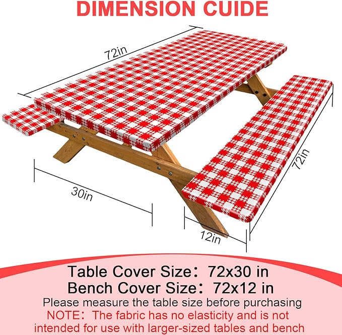 Picnic Table Cover with Bench Covers Portable Table Cloth Built-in Storage Pocket Picnic Table Covers With Elastic Waterproof Camping Essentials for RV Camping