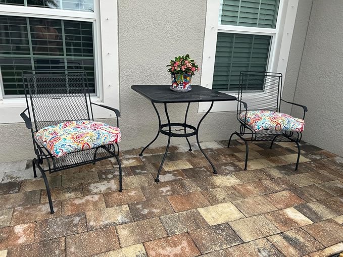 FUNHOME Outdoor Chair Cushions 19 x19 Inch,Water Resistant Tufted Seat Cushions 19",Reversible,Weather Resistant,Rounded Back Wicker Chair Cushion for Patio Garden Furniture(Phoenix)