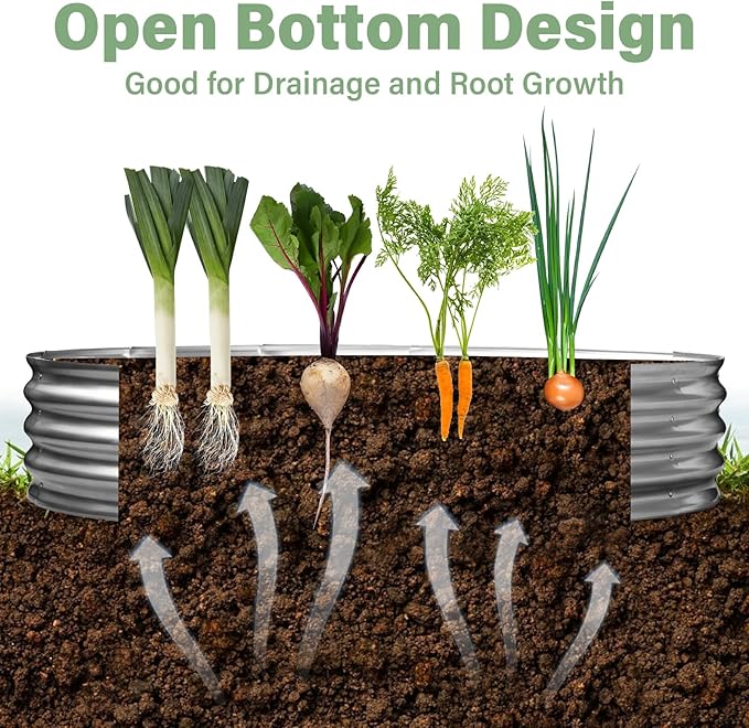 TATAANTY Galvanized Raised Garden Bed for Outdoor: Durable Metal Vegetable Plant Container Kit - Planter Box for Gardening Flower Trough