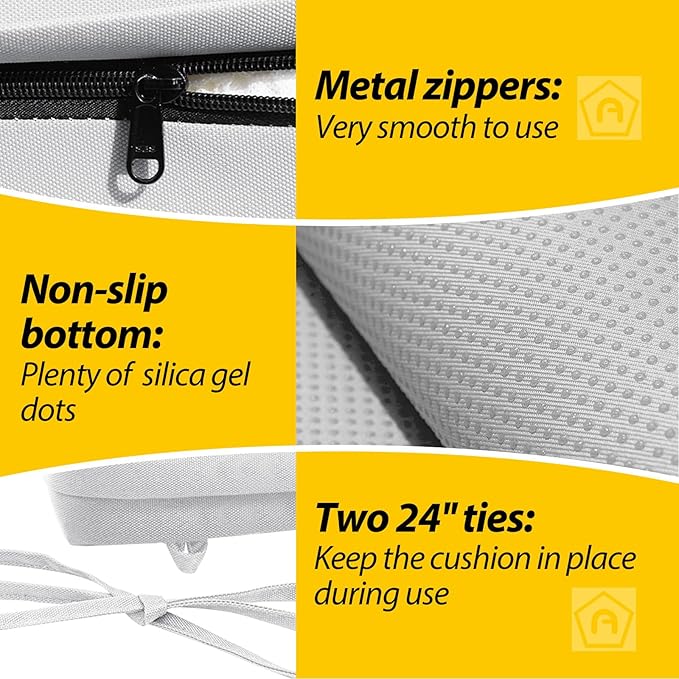 AAAAAcessories Outdoor Seat Cushions for Chairs, Waterproof, Fade-Resistant, 24" x 24" x 4", Patio Furniture Replacement Cushions, Set of 2, Creamy White