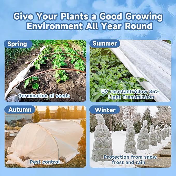 Plant Covers Freeze Protection,10 FT x 50 FT 1.1oz/yd² Thicker Floating Row Blanket Cover Fabric Plant Cloth for Winter Frost Snow and Garden Protection