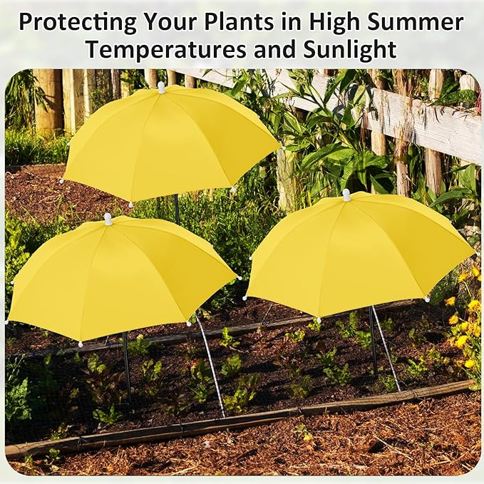Plant Umbrellas for Outdoor Plants 24.8 Inch Garden Shade Cover Sun Protection Umbrella Space Saving Garden Umbrella Shade Canopy for Potted Plants Bed Flower Pot