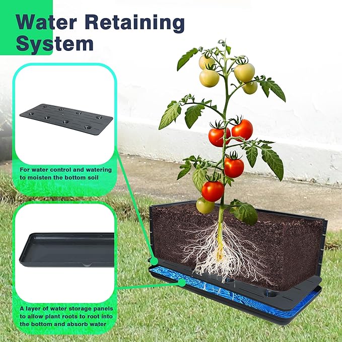 2Pack Raised Garden Bed Planter Boxe with Trellis, 43.4" Self Watering Tomato Raised Planter Box with Trellis for Climbing Vegetable Flowers and Plants, Tomato Cage for Indoor Outdoor Use