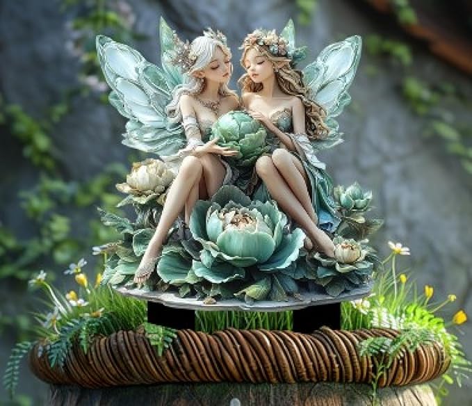 JOYO 11.8''Bohemian Fairy Flower Pot Decoration,2D Acrylic Ground Plug,Fairy Garden Planter Accessories,Fairy Pumpkin Angel Garden Stake for Pot Plants and Garden Yard Lawn Décor (Q)