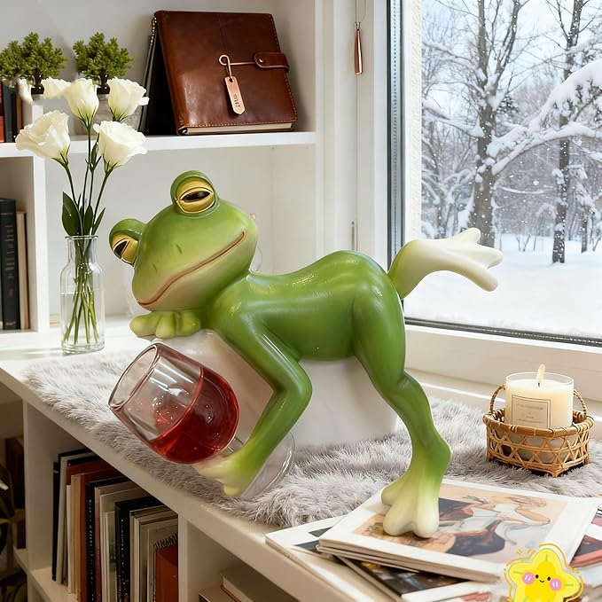 Miniature Tipsy Frog Pot Hugger - Resin Garden Statue Planter Decor for Pots, Cute Climbing Frog Figurine for Fairy Garden Yard Lawn Gifts for Women