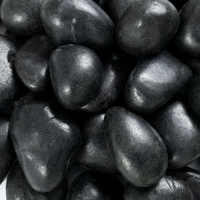 MSI Decorative Polished Black Pebbles, 1.2 inch - 2 inch, 40 lb. Bag(Pallet/ 55 Bags)