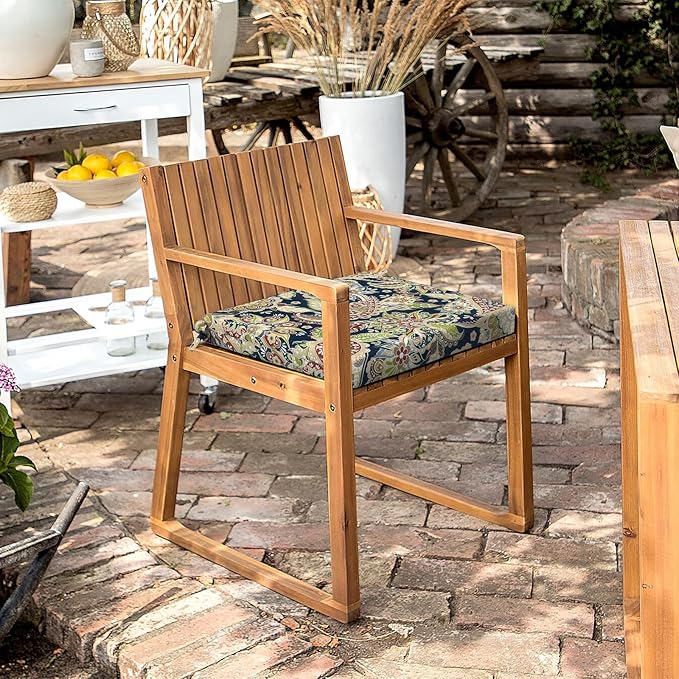 LVTXIII Outdoor Chair Cushions, Fade-Resistant Patio Furniture Cushions Outdoor Chair Pads with Ties for Dining Chairs and Garden Furniture Use, 18.5"x16"x2" 4 Pack, Paisley Sapphire Blue