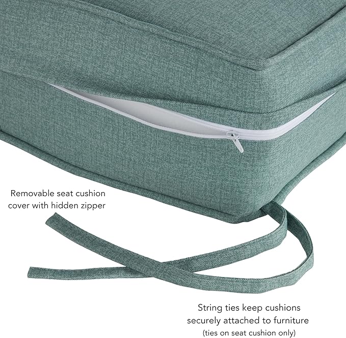 Greendale Home Fashions Outdoor 2-Piece Deep Seat Cushion Set, Seafoam