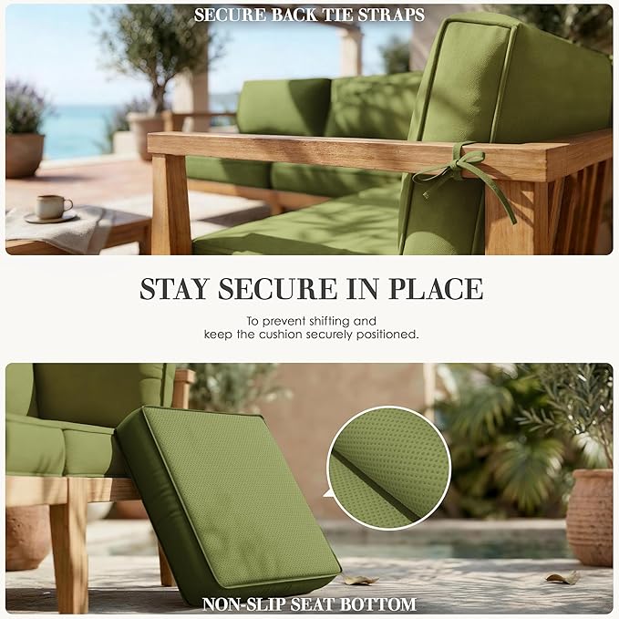 Outdoor Replacement Cushions for Patio Furniture, 5" Foam High-Density, 14-Piece Water-Resistant Outdoor Cushion for 6-Seat Sectional Patio Conversation Sets, Liner&Cover