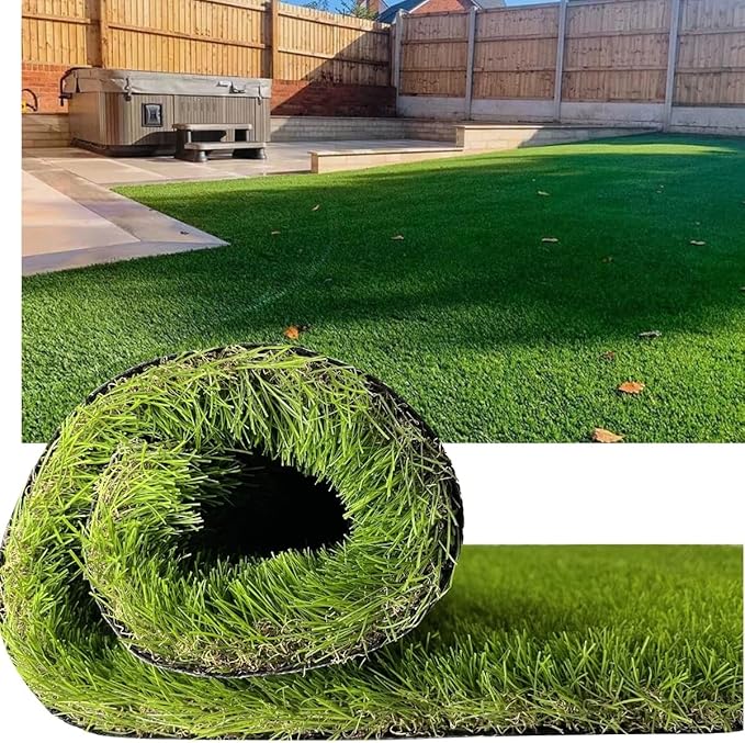 Petgrow Luxurious Artificial Grass Realistic Turf 10 X 38 Feet,1.57 Inch Pile Height Ultrathick Indoor/Outdoor Dog Fake Faux Grass,Synthetic Grass Rug Garden Landscape Patio,Drainage Holes