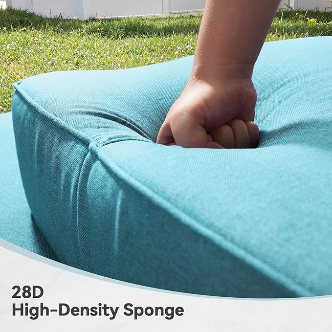 Luxury 6" Outdoor Cushions for Patio Furniture, 24x24x6" Thick Seat Cushion Set of 9, Fade Resistant Couch Chair Replacement Cushions High Density Deep Wicker Chair Cushion w/ Removable Cover, Teal