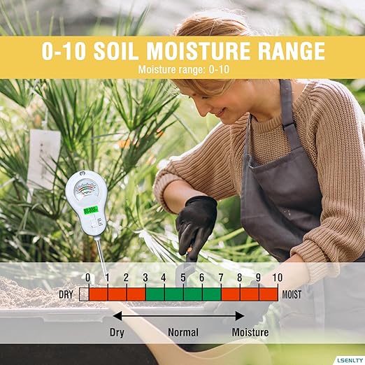 Soil Moisture Meter, 6-in-1 Soil pH Meter, Measures Temperature, Humidity, Light Intensity, nutrients, pH, and Ambient Humidity. Suitable for Horticulture, lawns, and Agriculture