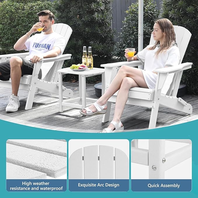 Outdoor Adirondack HDPE Side Table, Wooden Textured, Set for Patio, Garden, Porch, Pool Composite Patio, Backyard, Bathroom and Indoor, Maintenance & Weather Resistant