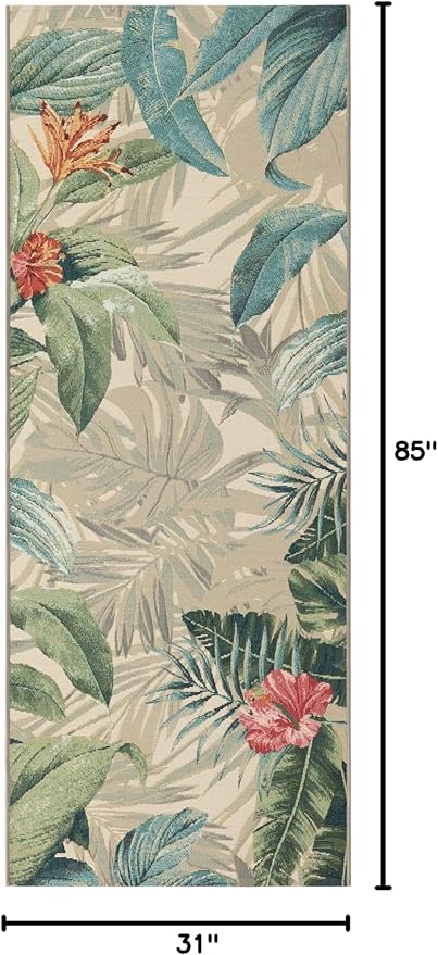Unique Loom Outdoor Botanical Collection Area Rug - Kula (2' 7" x 7' 1" Runner, Multi/ Gray)