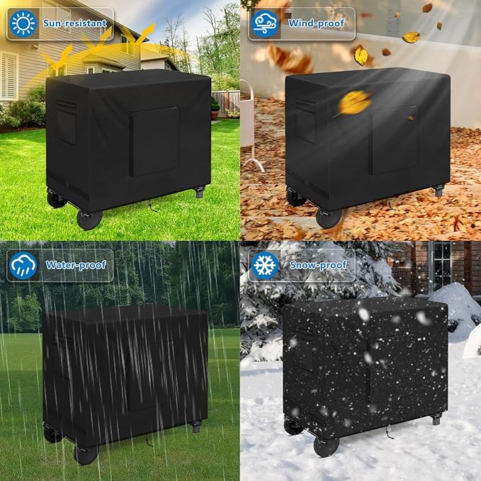 SIRUITON Outdoor Bar Cart Cover for 34 Inch Portable Outdoor Table, Heavy Duty 600D Oxford Fabric Outdoor Waterproof BBQ/Worktable Metal Movable Table Cover