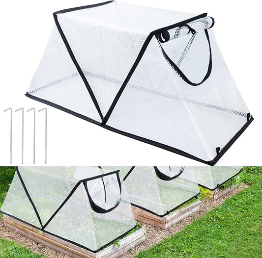 Garden Row Accelerator Plants Cover, Foldable Raised Garden Bed Cover with Zipper Door Waterproof Small Greenhouse Plant Cage Guard Protector for Vegetable Flower Fruits from Animals,31×13×14In