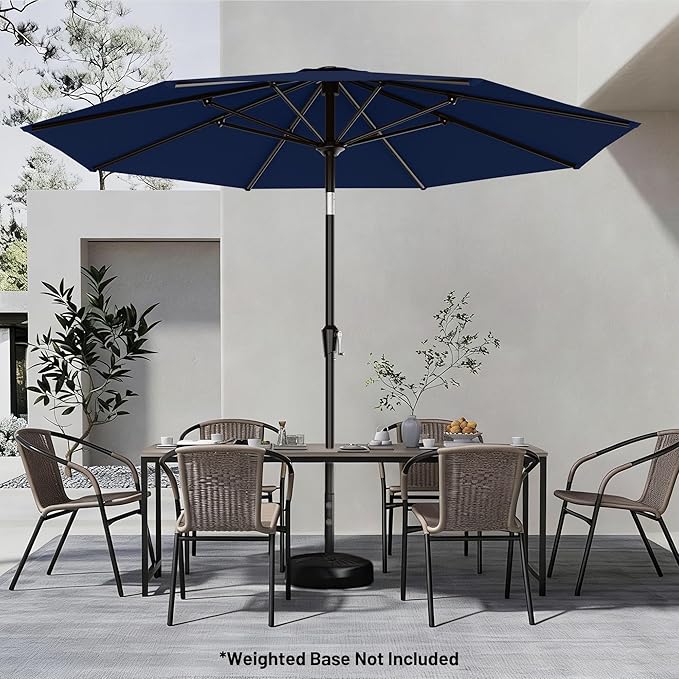 AreShark 9 FT Patio Umbrella for Outdoor, Outdoor Umbrella with Push Button Tilt and Crank, Outdoor Patio Umbrellas with 8 Sturdy Ribs for Market, Garden, Deck, Backyard, Pool (Navy)