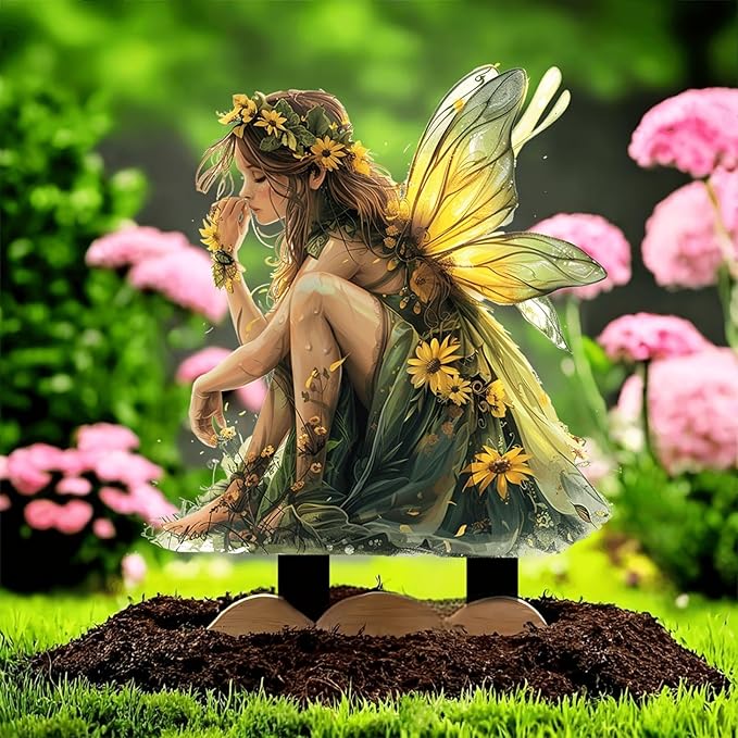 Bohemian Fairy Flower Pot Decor - Planter Pots Decor for Home or Garden (Chrysanthemum Elf)