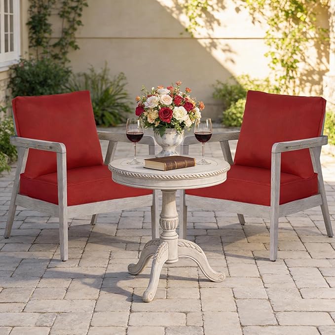23.5"x25" Outdoor Deep Seat Patio Cushions Set of 2, Deep Seat Bottom Resilient Foam Filling Water-Resistant Stain-Resistant UV Resistant Weather Resistant with YKK Zippers,Chill