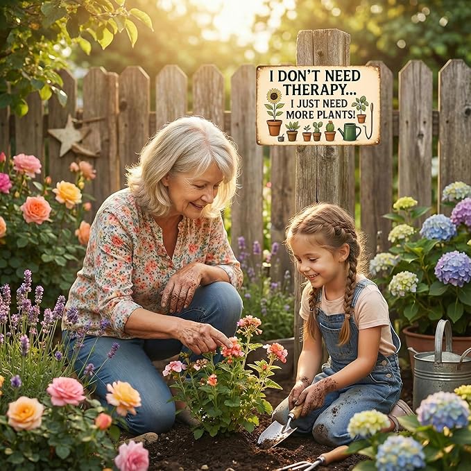 Funnysign Garden Gifts Sometimes I Just Need More Plants Vintage Gardening Tin Sign for Home Garden Patio Greenhouse Yard Decor 8 X 12 Inch (3824)