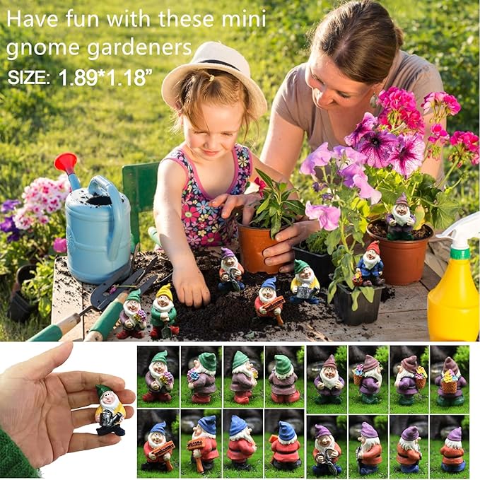 Fairy Garden Accessories, 7PCS Gnome Figurines-Mini Gnomes kit/Seven Dwarfs Statue for Fairy Garden/Flower Pot/Home Decoration.