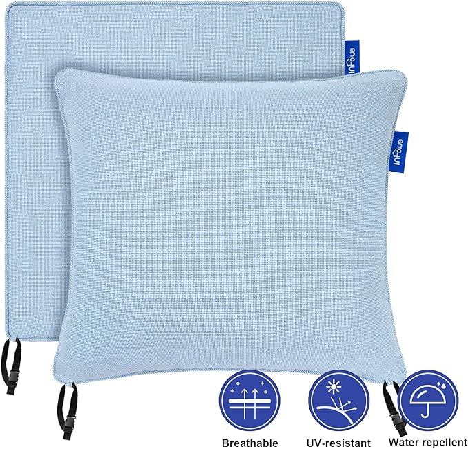 Deep Seat Cushions, Outdoor Cushions, Patio Furniture Cushions, Deep Seat & Back Cushion Patio Cushions for Backyard Couch Sofa Fade Resistant (22x24x4 inches 3 Sets, Light Blue)