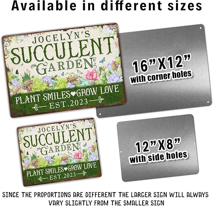 Personalized Metal Signs with Name Made in USA Custom Vintage Garden Sign Waterproof Vintage Decorative Metal Print for Wall Decor Customized Home Garden Ideas Gifts Artwork Prints for Yard Ourdoor