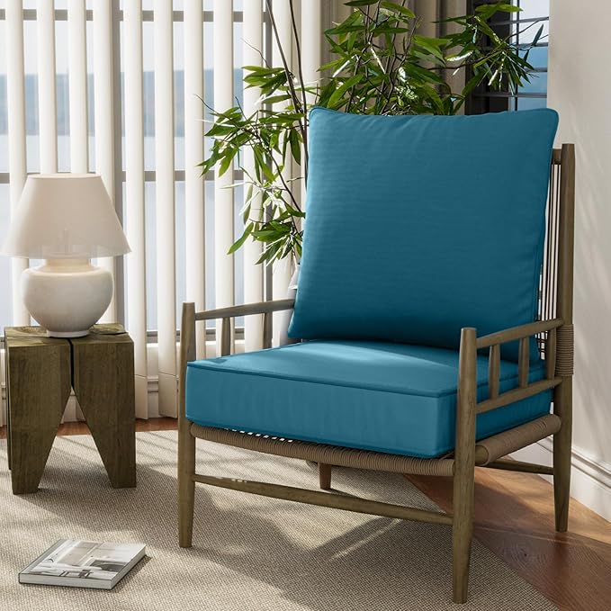 24" x 24" x 6" Outdoor Deep Seat Cushions Set - 6 Set Waterproof & Fade Resistant Patio Furniture Replacement Cushions, Non-Slip Outdoor Cushions Fit Loveseats, Couches, Chairs, and Sofas.
