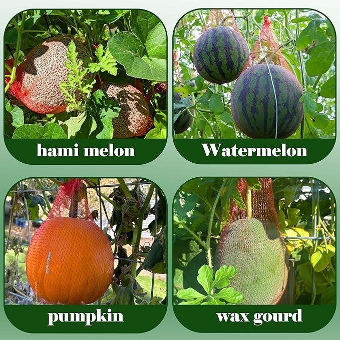 Iceyyyy 200 Pack Watermelon Nets,Hanging Watermelon Nets Bags Mesh,Reusable Melon Hammocks Cradles for Honeydew Melon,Cucumbers,Garden Growing