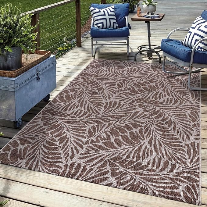 Keen Home Design Terrace Outdoor Throw Rug - 36"x60" Washable Indoor/Outdoor Rug for Patio, Kitchen, Balcony, Beach, Garden, Deck and Porch, Size: 3' x 5', Rainforest Beige 363