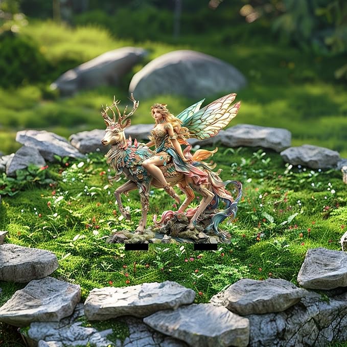 Bohemian Fairy Flower Pot Decor - Planter Pots Decor, Fairy Garden Accessories for Home or Garden (Reindeer Elf)